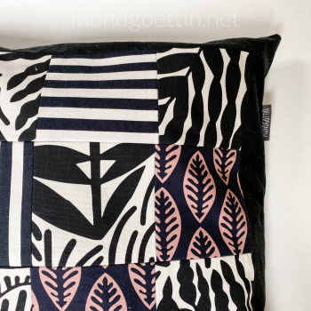 Preview: Kissenhülle Patchwork schwarz-weiß