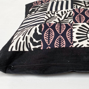 Preview: Kissenhülle Patchwork schwarz-weiß
