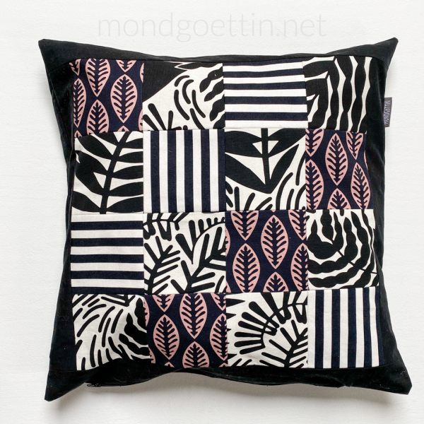 Kissenhülle Patchwork schwarz-weiß